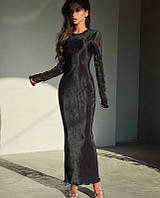 Яка краса😍довга ніжна оксамитова сукня гафре з довгими рукавами стильна елегантна, плаття максі