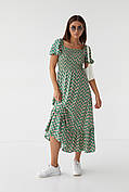 Жіноче довге плаття з еластичним поясом Fame istanbul — зелений колір, S (є розміри)