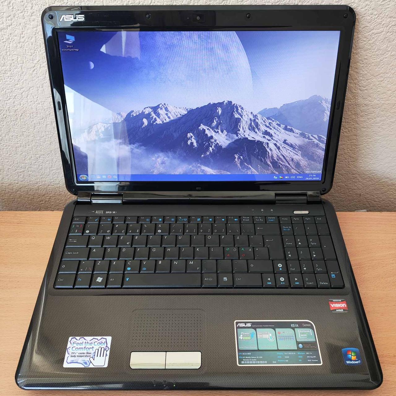 Ноутбук Asus K51A 15.6" AMD Athlon II M320/4GB DDR3/SSD 120 Gb/ATI Mobility Radeon HD 4200/WebCam, фото 1