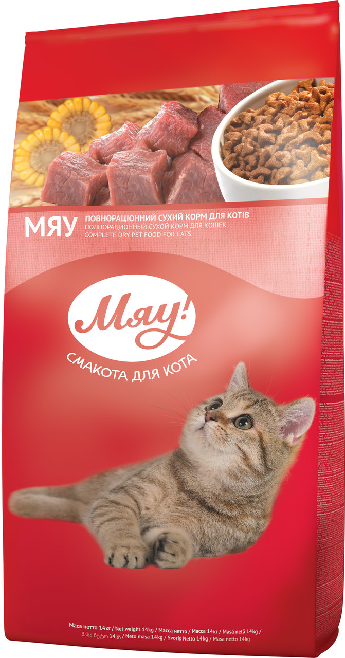 Збалансований сухий корм Мяу! для дорослих кішок з куркою 14 кг