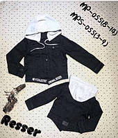 Джинсова куртка підліткова з подвійним знімним капюшоном для хлопчика 8-14 років, чорного кольору