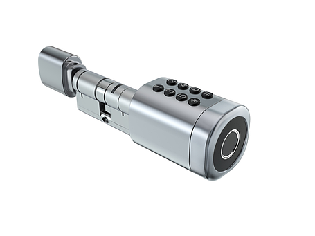 Розумний дверний біометричний замок (циліндр) SEVEN LOCK SL-7774BF silver (35-90мм), фото 1