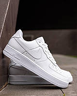 Мужские кроссовки Nike Air Force кожаные белые Найк Аир Форс демисезонные