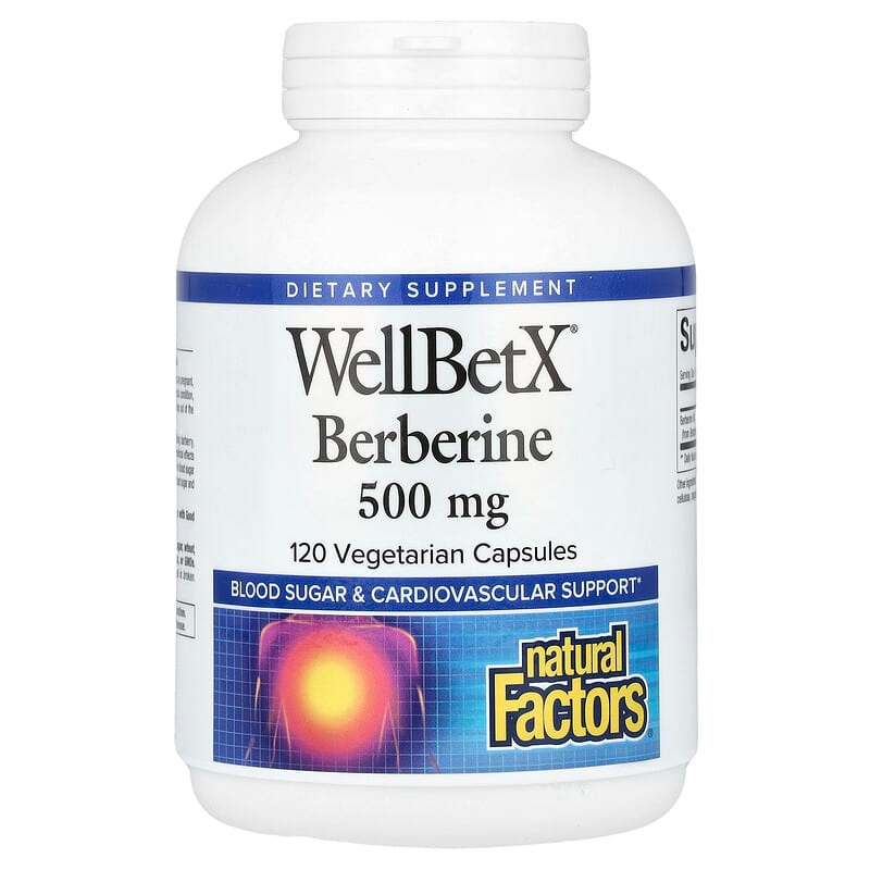 Берберін Natural Factors "WellBetX Berberine" для серцево-судинної системи, 500 мг (120 капсул), фото 1