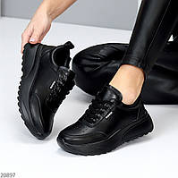 Базові чорні шкіряні жіночі кросівки натуральна шкіра доступна ціна взуття жіноче