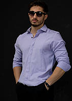 Стильная нарядная мужская сиреневая рубашка с длинным рукавом, фабричная Турция, большой ассортимент