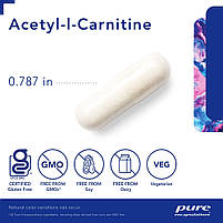 Ацетил-L-карнітин 500 мг, Acetyl-L-Carnitine, Pure Encapsulations, 60 капсул BX115, фото 4