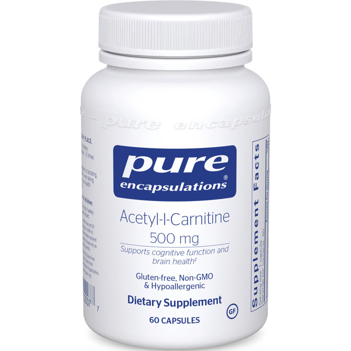 Ацетил-L-карнітин 500 мг, Acetyl-L-Carnitine, Pure Encapsulations, 60 капсул BX115