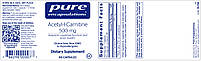Ацетил-L-карнітин 500 мг, Acetyl-L-Carnitine, Pure Encapsulations, 60 капсул BX115, фото 3