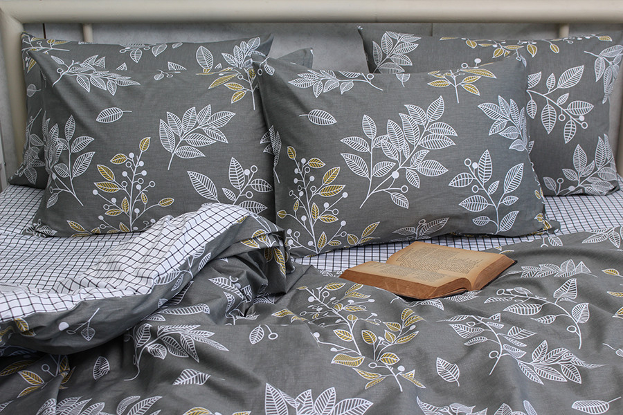 Постільна білизна сатин люкс Трави, євро комплект S535