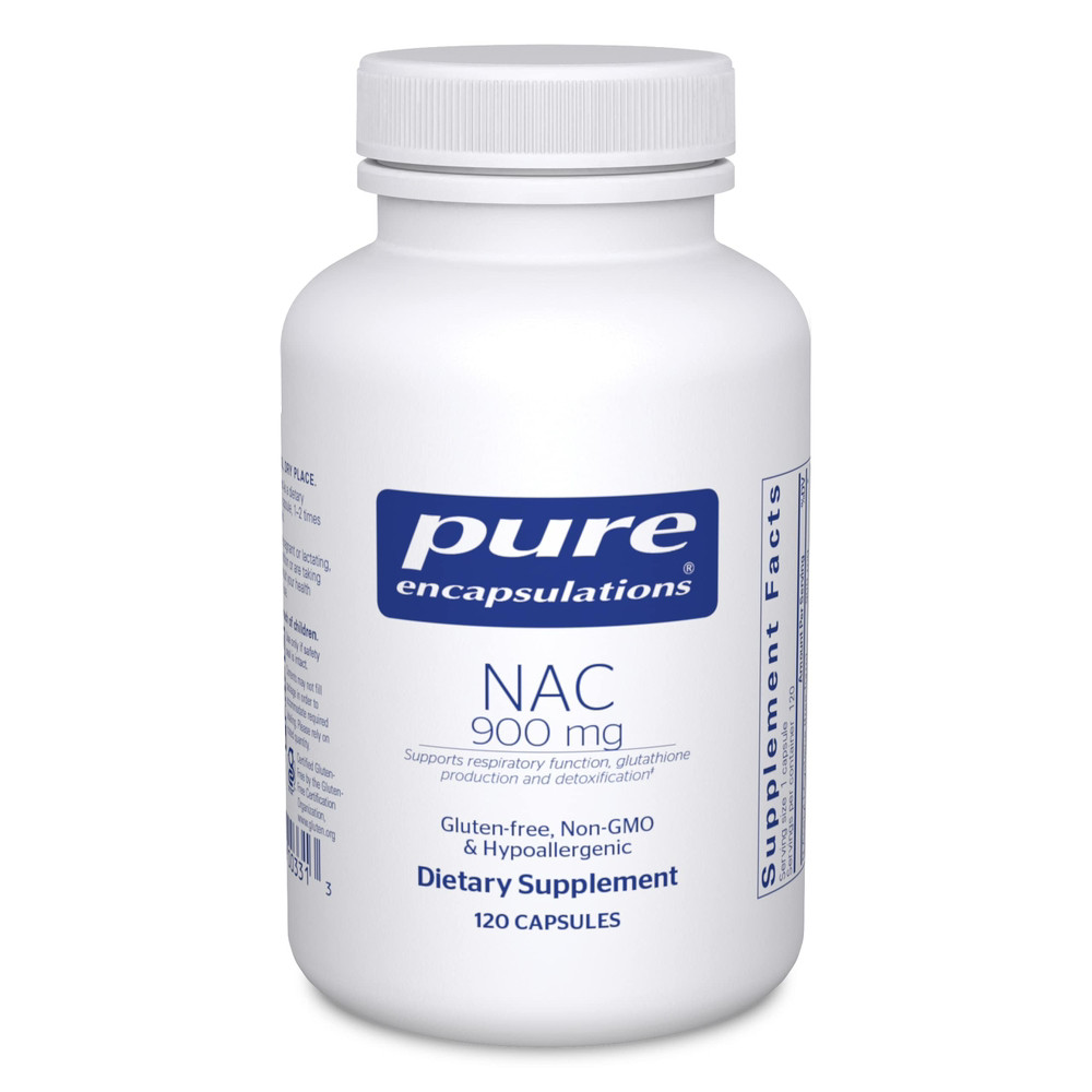 NAC (N-ацетил-1-цистеин) 900 мг, NAC (N-Acetyl-l-Cysteine), Pure Encapsulations, 120 капсул BX103