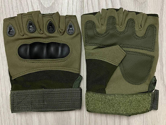 Тактичні рукавички Oakley відкриті Олива, безпалі армійські рукавички, фото 2