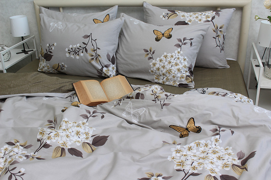 Постільна білизна сатин люкс Метелики, сімейний комплект S544