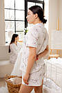 Піжама жіноча МУСЛІНШОРТИ+СОРОЧКА КВІТИ 102/23, фото 3