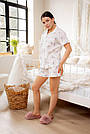Піжама жіноча МУСЛІНШОРТИ+СОРОЧКА КВІТИ 102/23, фото 5