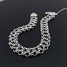 Срібний браслет чоловічий подвійний струмок. Ширина 8 мм. Чорнене срібло 925 проба. Довжина 19 см, фото 8