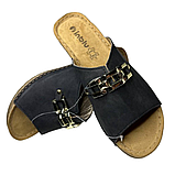 Шльопки сабо жіночі чорні Inblu з відкритим носком на підборах, взуття жіноче босоніжки з декоративним ланцюжком, фото 8