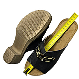 Шльопки сабо жіночі чорні Inblu з відкритим носком на підборах, взуття жіноче босоніжки з декоративним ланцюжком, фото 10