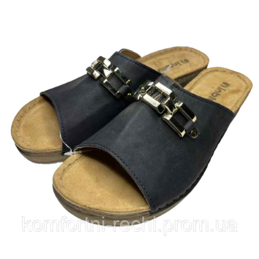 Шльопки сабо жіночі чорні Inblu з відкритим носком на підборах, взуття жіноче босоніжки з декоративним ланцюжком, фото 1