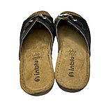 Шльопки сабо жіночі чорні Inblu з відкритим носком на підборах, взуття жіноче босоніжки з декоративним ланцюжком, фото 5