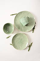 Столовый сервиз керамический Limited Edition Herb Oliva зелёный на 6 персон из 18 предметов