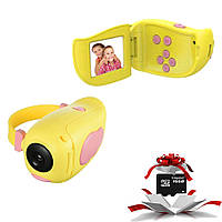Детская Цифровая камера Smart Kids мини фото видеокамера HD DV-A100 2" с играми+карта памяти Желтый TDN