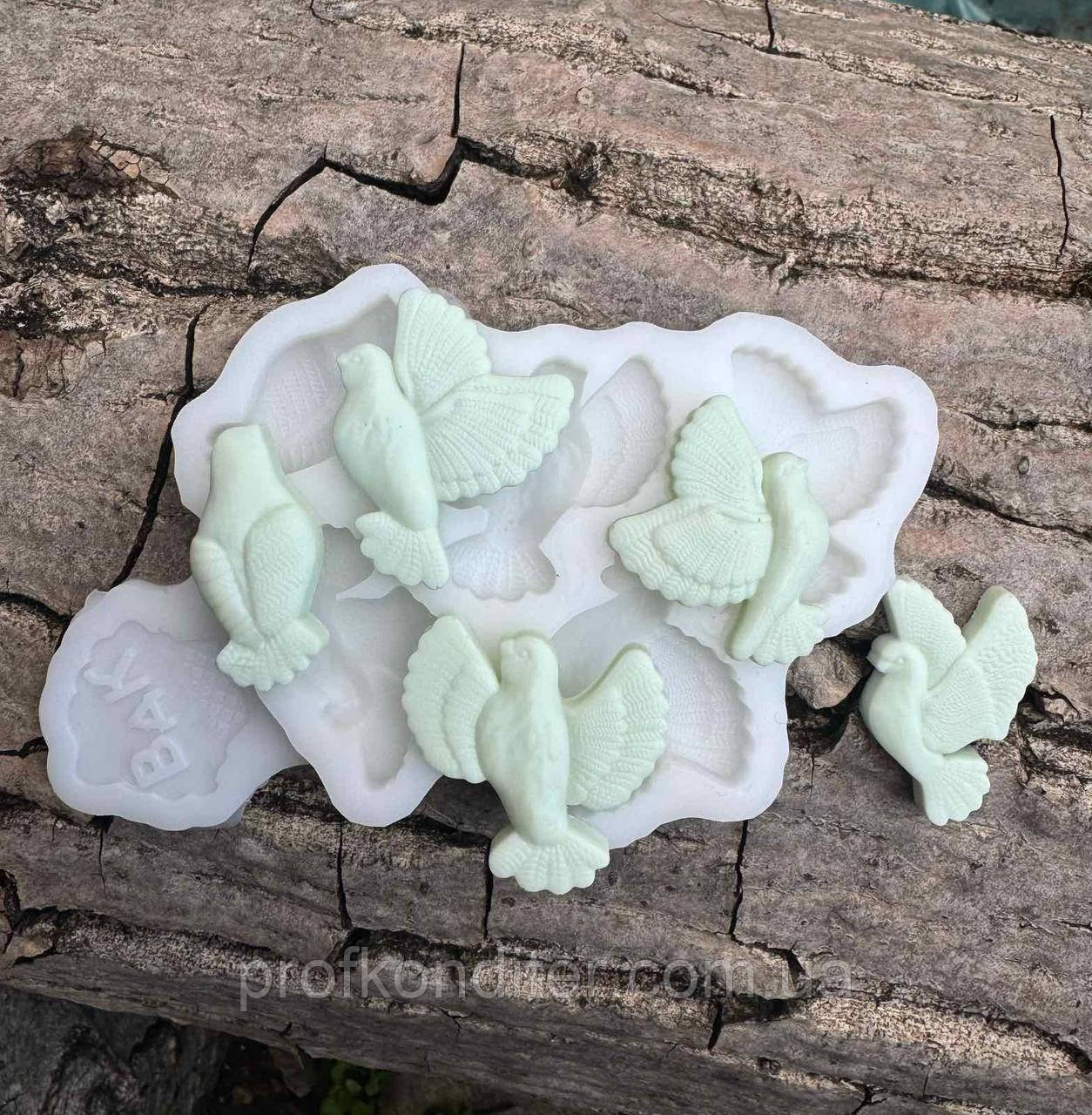 Ексклюзив. Силіконовий молд для шоколаду, мастіки, карамелі та ін "Міні голуби для декору", фото 1