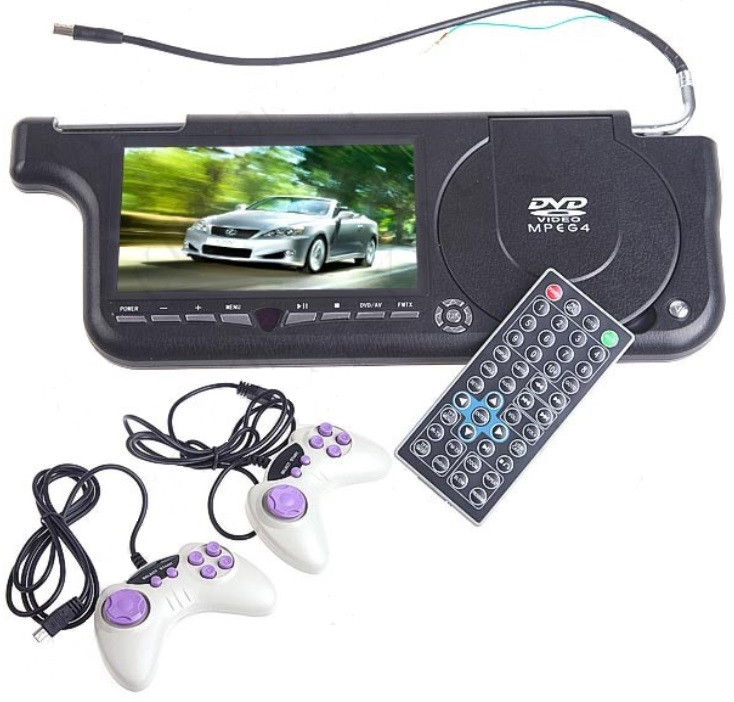 Авто козирок 7" з DVD+USB+SD Чорний, фото 1