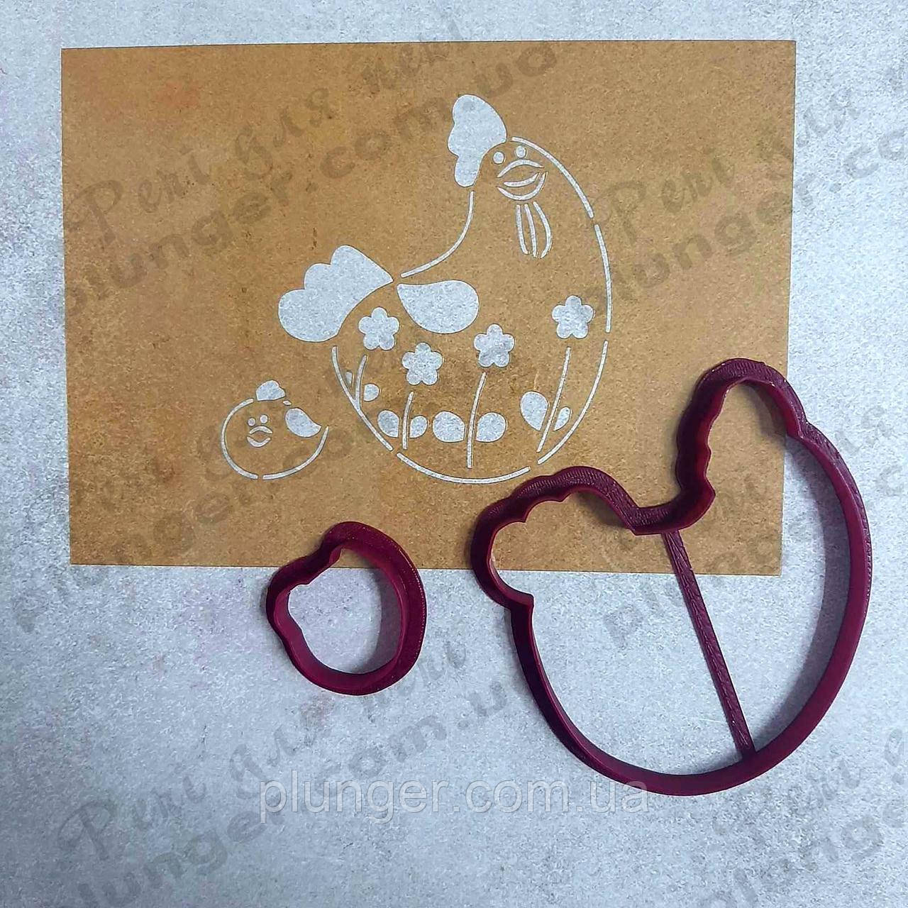 Вирубка пластикова з трафаретом Курочка, фото 1