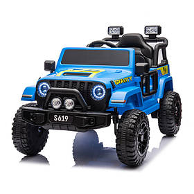 Електромобіль джип Jeep (пульт 2,4G, 2 мотори 40W, аккум.12V7AH, EVA, світло, музика) M 5103EBLR-4 Синій