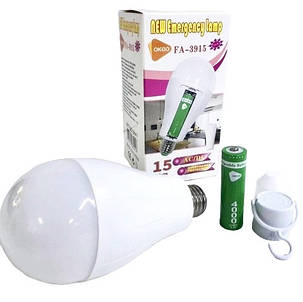 Світлодіодна LED лампочка з акумулятором FA-3915, 15W, E27, 1x18650, ковпачок-кемпінг, фото 2