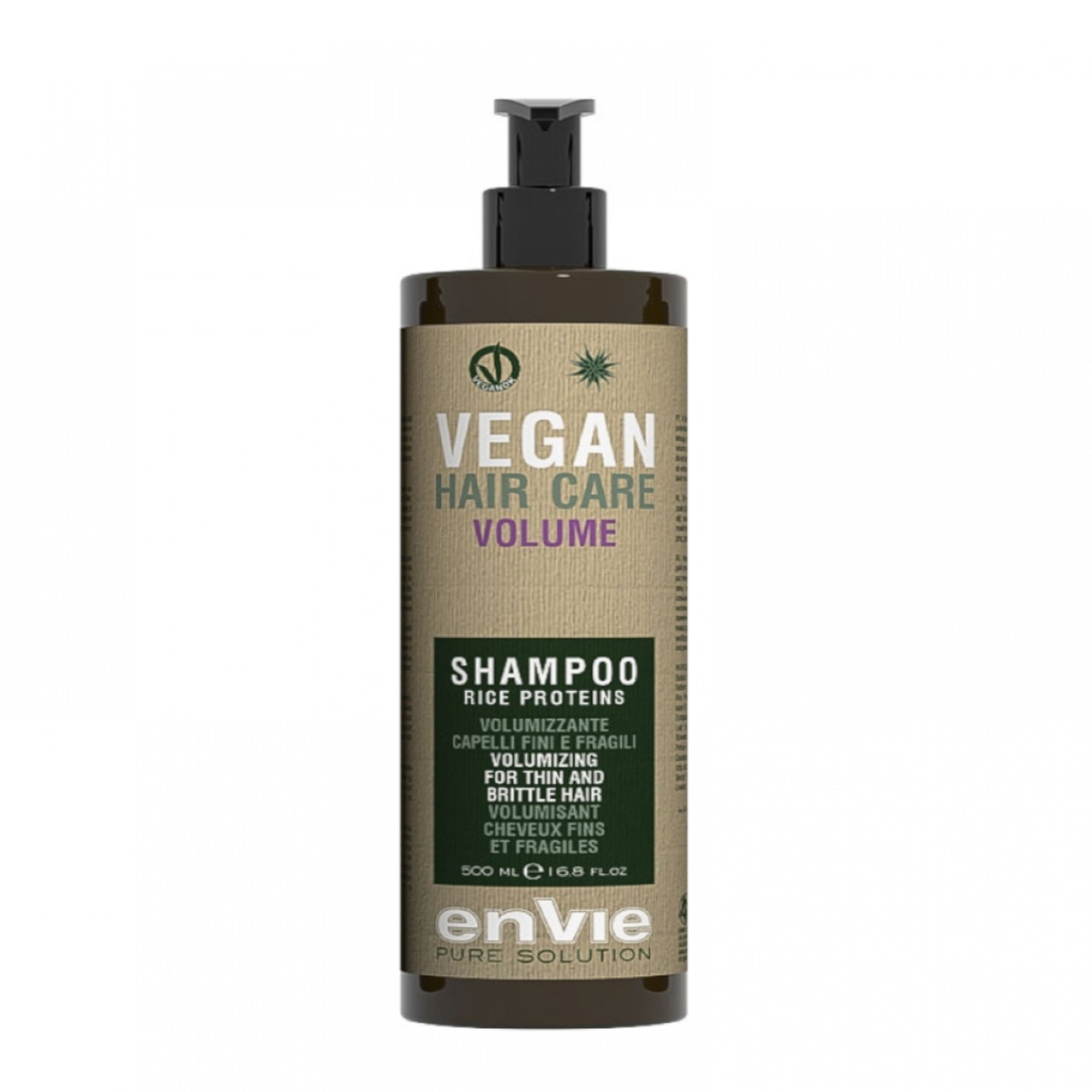 Шампунь Envie Vegan Volume Shampoo Rice Proteins для об'єму тонкого і ламкого волосся з протеїнами рису, 500 мл (EN855)