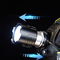 Ліхтар налобний A25 WHITE LASER LED PM10-TG, 3x18650, індикація заряду, zoom, ЗП Type-C, Box, фото 3