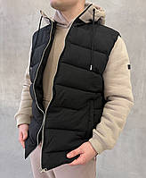 Демисезонная куртка с трикотажным рукавом черная бежевая на пуху весна осень Infinity курточка мужская