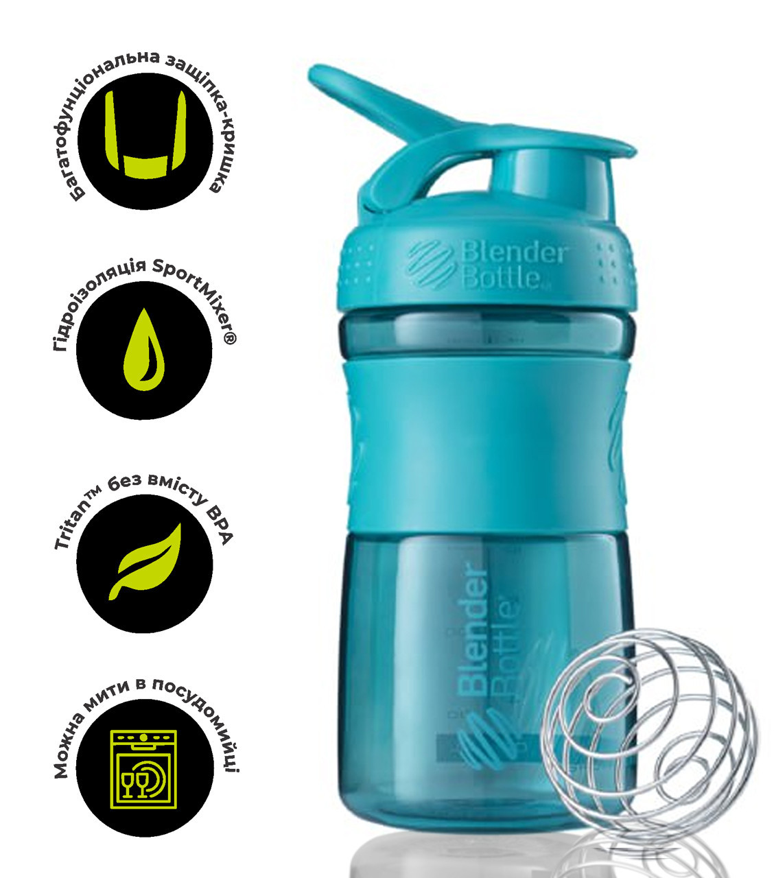 Шейкер спортивний (пляшка) BlenderBottle SportMixer 20oz/590ml Teal (Original)