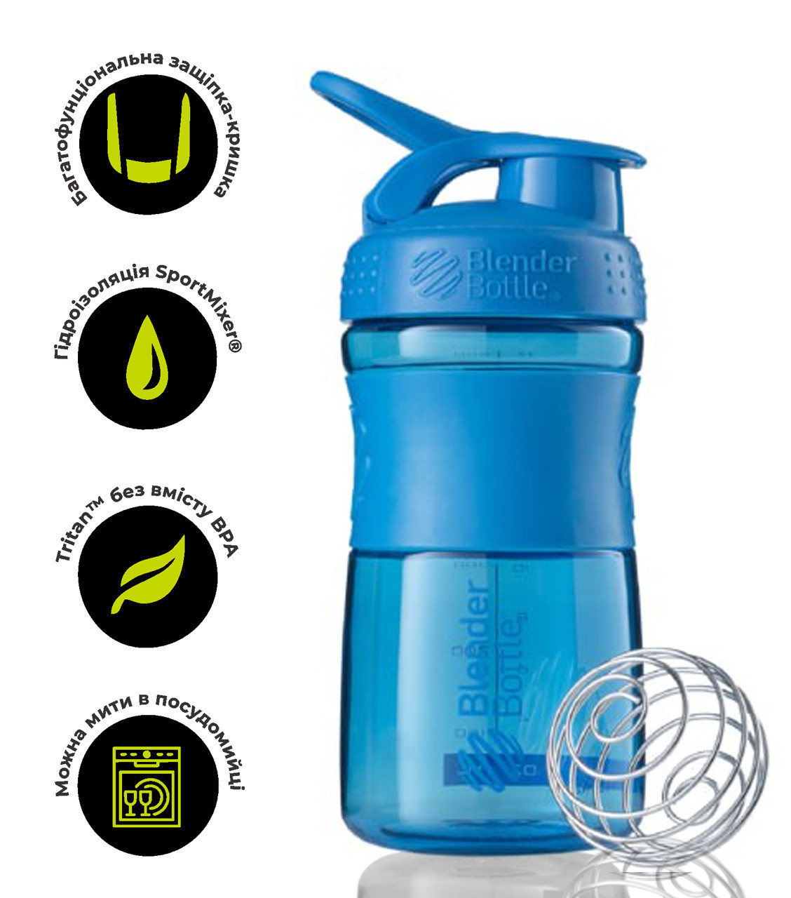 Шейкер спортивний (пляшка) BlenderBottle SportMixer 20oz/590ml Cyan (Original)