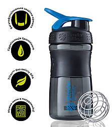 Шейкер спортивний (пляшка) BlenderBottle SportMixer 20oz/590ml Black/Cyan (Original)