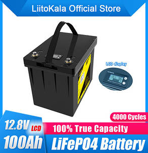 Акумулятор LiFePO4, LiitoKala, 12V 100Ah, з LCD дисплеєм, BMS smart плата, фото 2