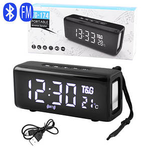 Bluetooth-колонка TG174, speakerphone, радіо, PowerBank, годинник, термометр, black, фото 2