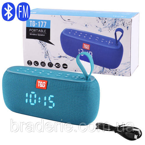 Bluetooth-колонка TG177, speakerphone, радіо, PowerBank, годинник, peacock