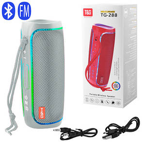 Bluetooth-колонка TG288 з RGB ПІДСВІЧУВАННЯМ,  speakerphone, радіо, grey, фото 2