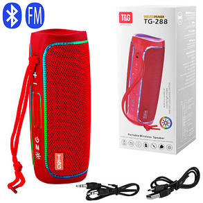 Bluetooth-колонка TG288 з RGB ПІДСВІЧУВАННЯМ,  speakerphone, радіо, red, фото 1