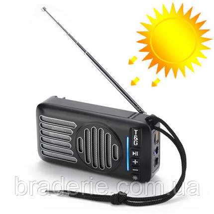 Bluetooth-колонка TG368, speakerphone, радіо, сонячна батарея, black, фото 1