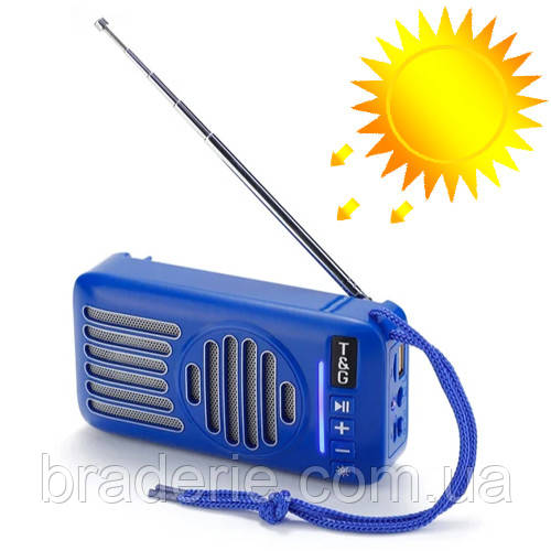 Bluetooth-колонка TG368, speakerphone, радіо, сонячна батарея, blue