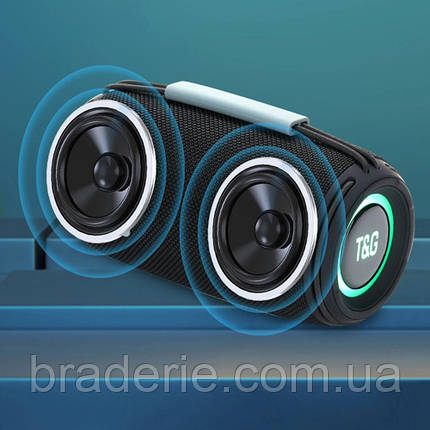 Bluetooth-колонка TG657 з RGB ПІДСВІЧУВАННЯМ,  speakerphone, радіо, black, фото 2