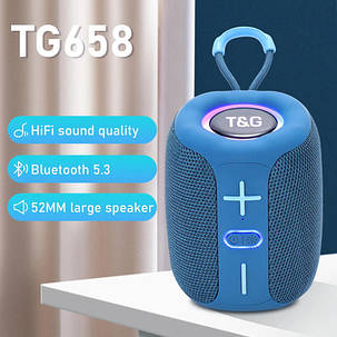 Bluetooth-колонка TG658 з RGB ПІДСВІЧУВАННЯМ,  speakerphone, радіо, blue, фото 2