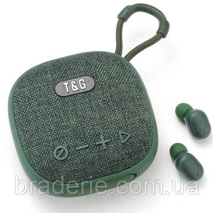 Bluetooth-колонка з навушниками TG813, з функцією speakerphone, радіо, green, фото 2