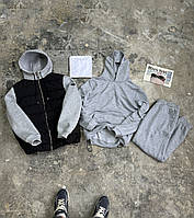 Комплект куртка Infinity + костюм серый базовый петля без начеса на весну осень + БЕЛАЯ ФУТБОЛКА В ПОДАРОК
