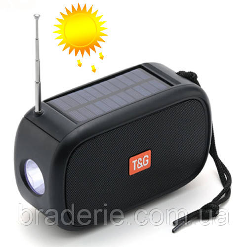 Bluetooth-колонка TG632, c функцією speakerphone, радіо, ліхтар, сонячна батарея, black