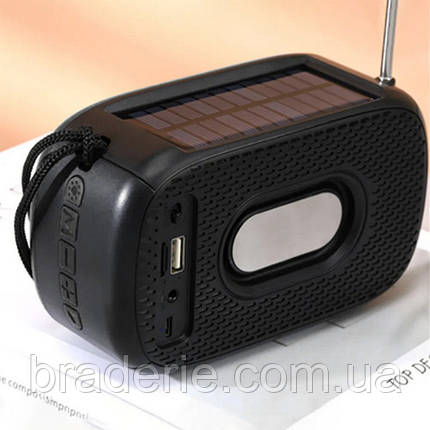 Bluetooth-колонка TG632, c функцією speakerphone, радіо, ліхтар, сонячна батарея, black, фото 2